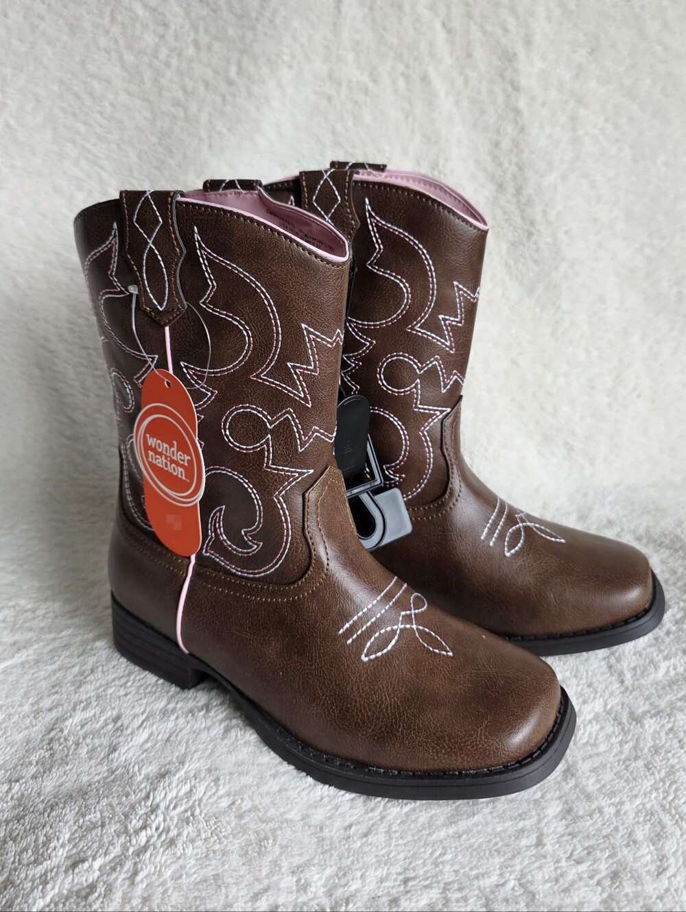 New Wonder Nation Big Girls' Western Cowgirl Boots, fall spring shoes Size 3 & 5